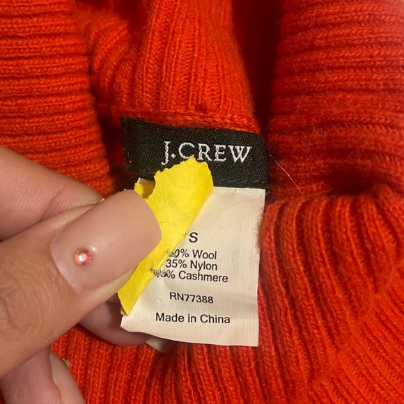 J. Crew Wool Cashmere Blend Red Orange Knit Pullover Turtleneck Sweater Sz Small - Picture 4 of 8